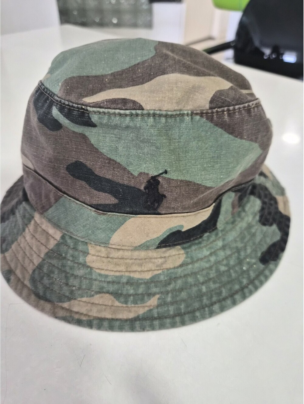 Polo Ralph Lauren Mens Bucket Hat Camo Size L/XL Cotton Woodland Camouflage Pony